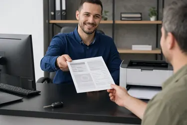 Uma impressora funcionando, imprimindo um CRLV-e.